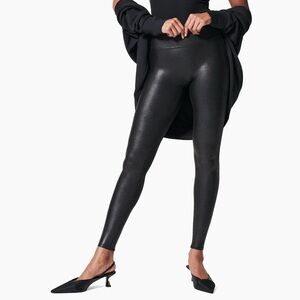 Spanx Black Faux Leather Leggings Size Medium
